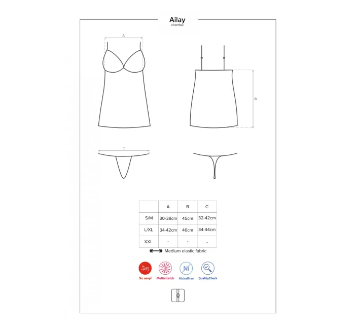 Fantastická košilka Ailay chemise - Obsessive Fantastická košilka Ailay chemise - Obsessive