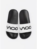 Luxusní Biało-czarny nazouváky dámské na plochém podpatku Luxusní Biało-czarny nazouváky dámské na plochém podpatku