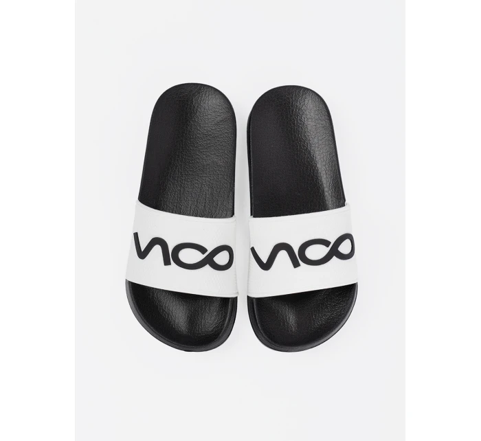 Luxusní Biało-czarny nazouváky dámské na plochém podpatku Luxusní Biało-czarny nazouváky dámské na plochém podpatku