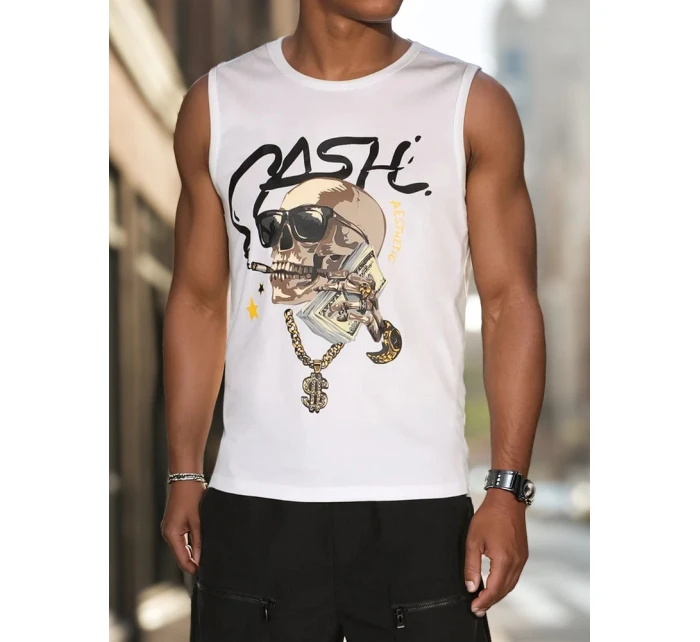 Pánská košile bez rukávů bílá FashionStreet RX5654