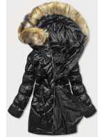 Černo-hnědá dámská zimní bunda s kapucí (5m775-392) Černo-hnědá dámská zimní bunda s kapucí (5m775-392)