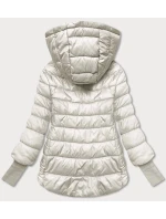 Krátká dámská bunda v barvě ecru s úpletovými stahovacími lemy (P22/P3-6636-12)