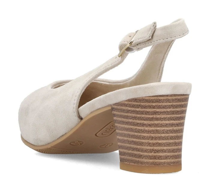 Béžové kožené lodičky s otevřenou špičkou Rieker 44651-60