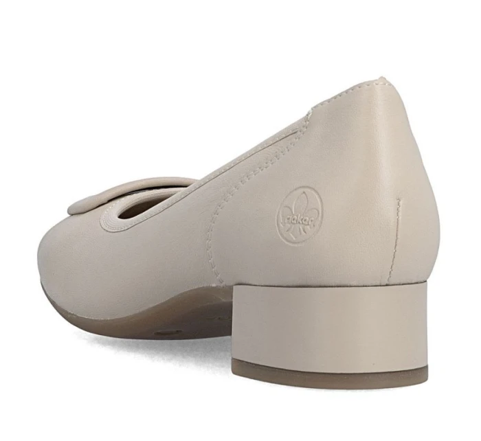 Dámské kožené lodičky na nízkém podpatku béžové model 22021881 - Rieker