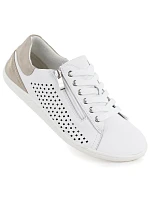 Dámské kožené barefoot ažurové bílé polobotky Gino model 22068716