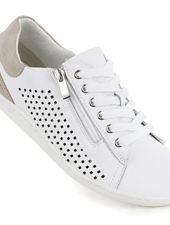 Dámské kožené barefoot ažurové bílé polobotky Gino model 22068716