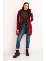 Dámská mikina s kapucí a zipem model 21780817 bordová - K-Fashion Dámská mikina s kapucí a zipem model 21780817 bordová - K-Fashion