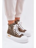 Vysoké Dámské Tenisky S Leopardským Vzorem Na Platformě Hnědé Laviriona Vysoké Dámské Tenisky S Leopardským Vzorem Na Platformě Hnědé Laviriona