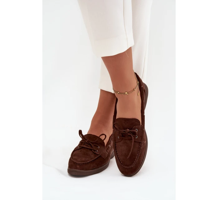 Polobotky Mokasiny Dámské Ploché S Čokoládové model 21709698 - Boto