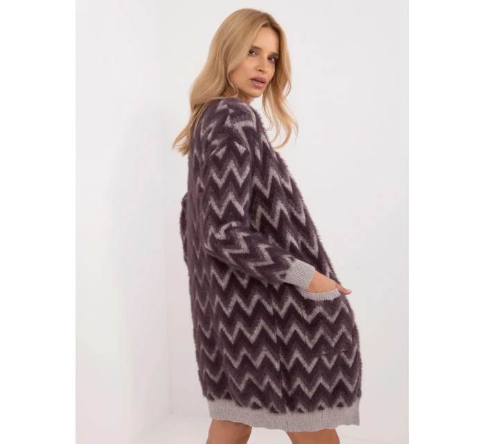 Kardigan AT SW ciemny fioletowy model 20463604 - FPrice Kardigan AT SW ciemny fioletowy model 20463604 - FPrice