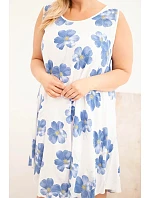 Dámské šaty Plus Size z viskózy s květinovým vzorem na ramínkách bílá Dámské šaty Plus Size z viskózy s květinovým vzorem na ramínkách bílá