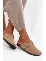 Dámské nazouváky s podšívkou s přezkou Béžové model 21715161 - Boto