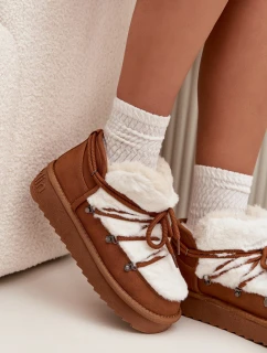 Dámské nízké sněhule na platformě s kožíškem D.Franklin – camel