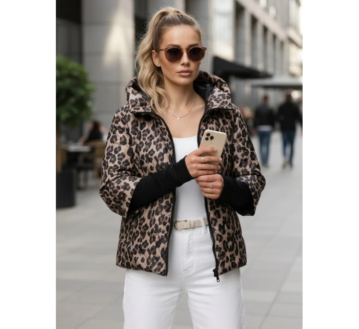 Dámská přechodná bunda v leopardí béžové barvě FashionStreet TY5549