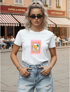 Koszulka damska bawełniana z nadrukiem biała model 22277236 - FashionStreet