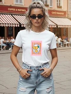 Koszulka damska bawełniana z nadrukiem biała model 22277236 - FashionStreet