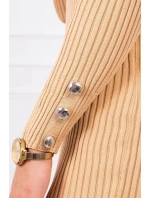 Přiléhavé svetrové šaty s knoflíky béžové barvy Přiléhavé svetrové šaty s knoflíky béžové barvy