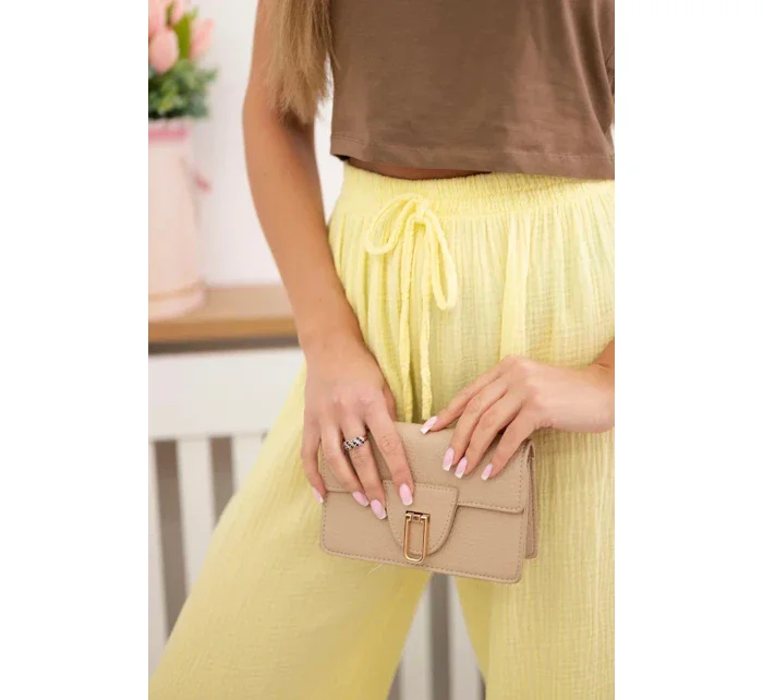 Mušelínové kalhoty se širokou nohavicí  žlutý