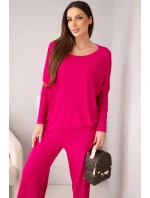 Dámský viskózový komplet s volnou blůzou a kalhotami fuchsie