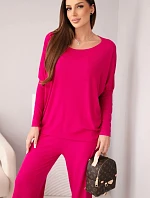 Dámský viskózový komplet s volnou blůzou a kalhotami fuchsie