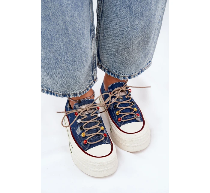 Dámské Tenisky Na Platformě GOE RR2N4103 Tmavě Modré Dámské Tenisky Na Platformě GOE RR2N4103 Tmavě Modré