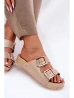 Dámské Pantofle Hladké  Béžové model 21695892 - Zaxy