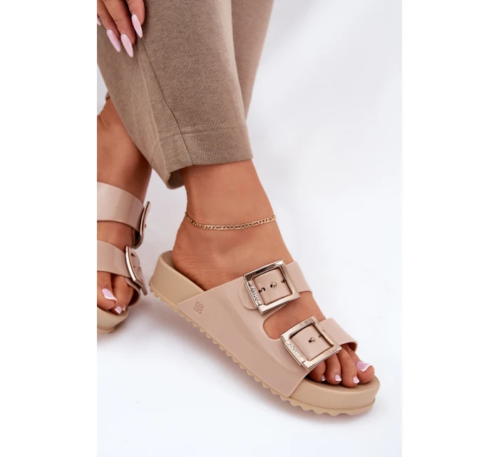 Dámské Pantofle Hladké  Béžové model 21695892 - Zaxy