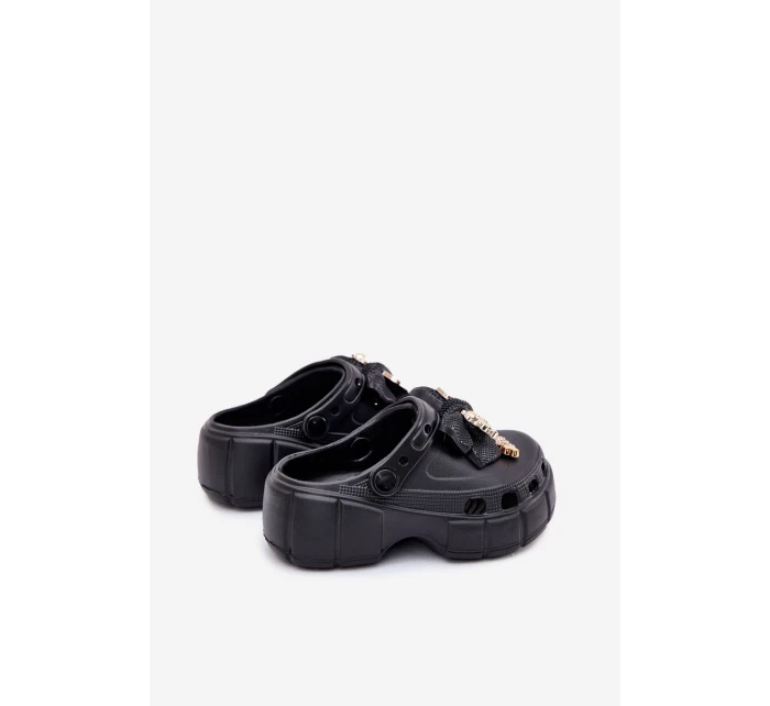 Dětské Sandály Dívčí Pěnové S Mašlí A Dekoracemi Černé Selvana Dětské Sandály Dívčí Pěnové S Mašlí A Dekoracemi Černé Selvana