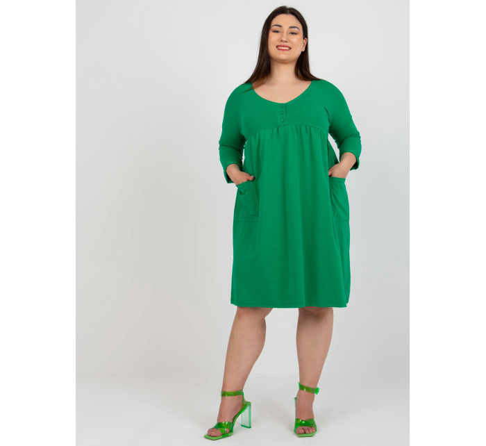 Zelené rozšířené bavlněné šaty velikosti plus