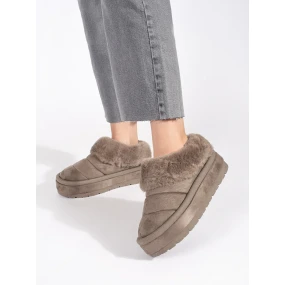 Exkluzívní dámské hnědé  sněhule platforma