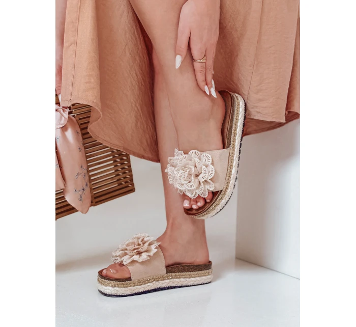 Dámské květinové žabky KWIATARIS beige FashionStreet ZY0912