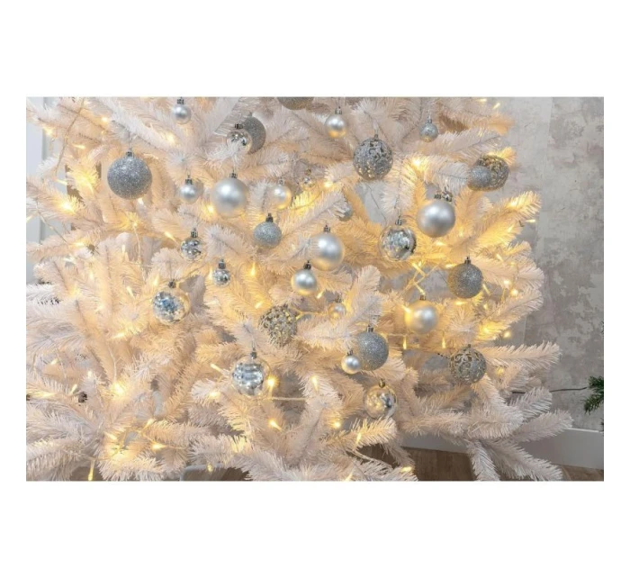 DEKORATIVNÍ PLASTOVÁ CETKA 6CM SADA 35 KS STŘÍBRNÁ