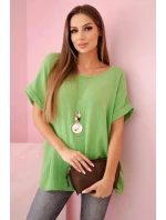 Mušelínová halenka s náhrdelníkem oliva