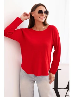 Svetr dámský z viskózy s dlouhým rukávem a kulatým výstřihem červený
