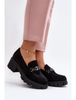 Mokasíny na masivním podpatku černé model 21648089 - VINCEZA
