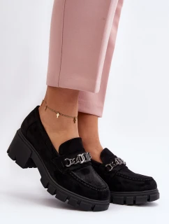 Mokasíny na masivním podpatku černé model 21648089 - VINCEZA