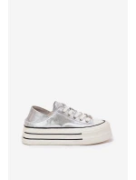 Dámské Kožené Tenisky Na Platformě GOE RR2N4108 Stříbrné