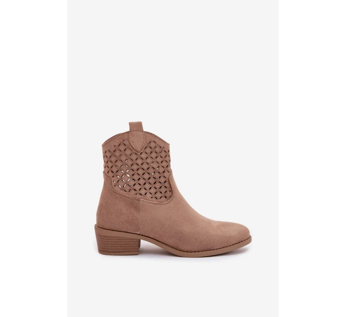 Dámské perforované kotníkové boty na podpatku Béžové Briavine Dámské perforované kotníkové boty na podpatku Béžové Briavine