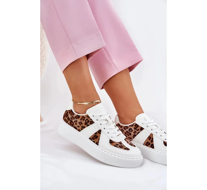 Dámské tenisky s panterím vzorem na platformě – bílé Nativira Dámské tenisky s panterím vzorem na platformě – bílé Nativira