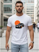 Pánské bílé tričko s potiskem automobilů FashionStreet NX5091R
