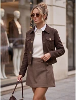 Dámská semišová bunda na druky, tmavě hnědá, FashionStreet TY5881 Dámská semišová bunda na druky, tmavě hnědá, FashionStreet TY5881