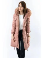 DŁUGA KURTKA DAMSKA ZIMOWA Z KAPTUREM RÓŻ model 21241722 - Libland