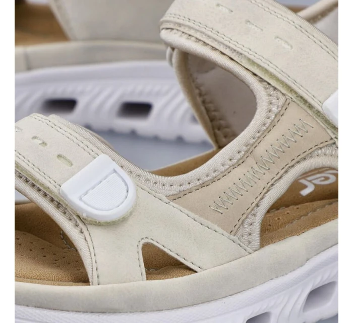 Pohodlné sandály na suchý zip Rieker W RKR691 beige