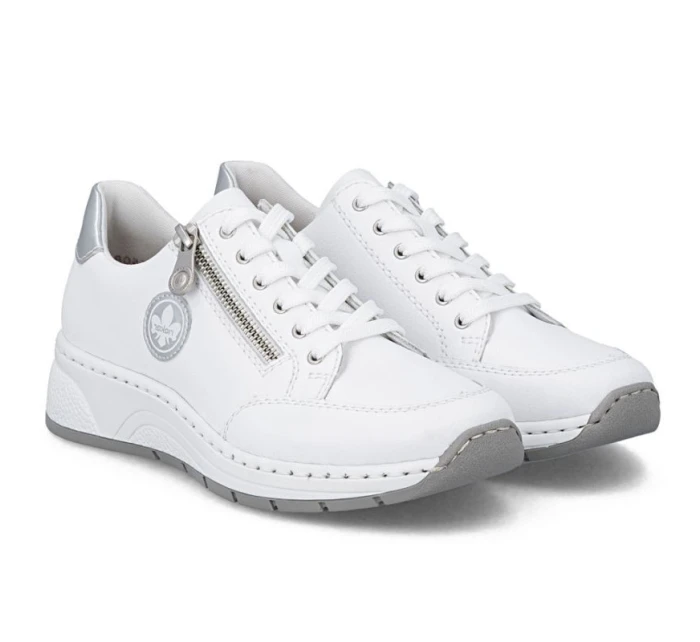 Dámské kožené polobotky bílé model 21910610 - Rieker Dámské kožené polobotky bílé model 21910610 - Rieker