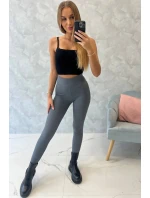 Pruhované legíny v grafitové barvě