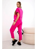 Bavlněný komplet halenka + kalhoty růžový Bavlněný komplet halenka + kalhoty růžový