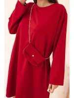 Dámská viskózová sukýnka Plus Size s model 21268071 na řetízku červená - K-Fashion