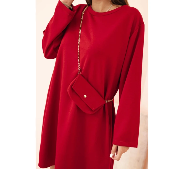 Dámská viskózová sukýnka Plus Size s model 21268071 na řetízku červená - K-Fashion