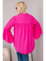 Dámská viskózová halenka Plus Size s model 22043154 rukávem a výstřihem do V fuchsie - K-Fashion