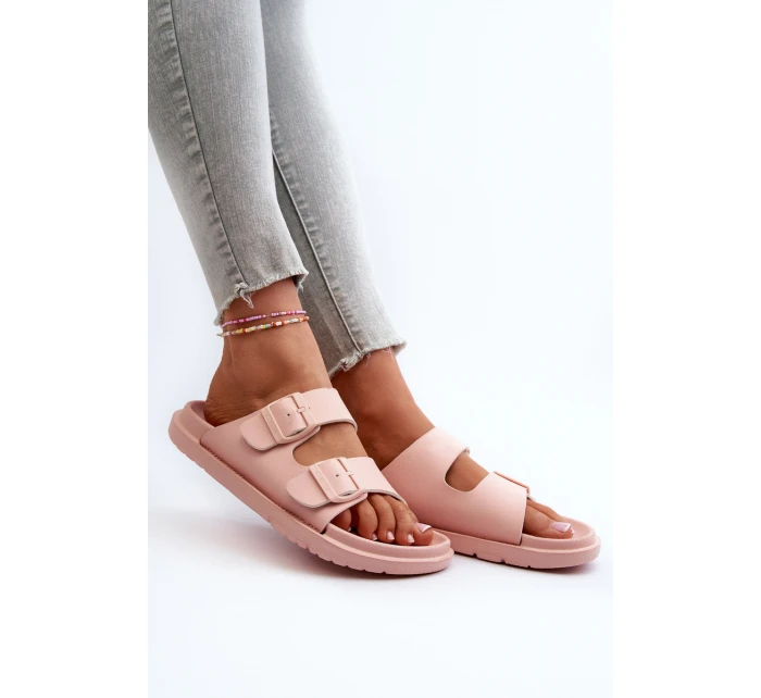 Lehké dámské pěnové pantofle s přezkami Big Star model 21660731 růžové - Big Star Shoes Lehké dámské pěnové pantofle s přezkami Big Star model 21660731 růžové - Big Star Shoes